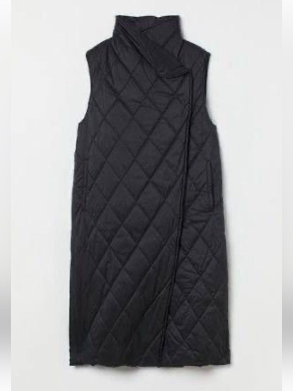 H&M Women’s Quilted Long Line Vest Black Size XXL NWT